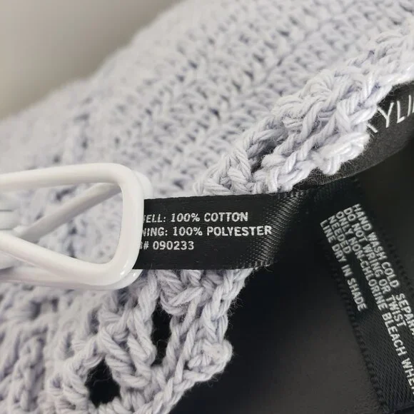 3/$25 Kendall & Kylie Crochet Knit Cropped Halter Top L Boho Backless Ties Blue - Picture 7 of 7